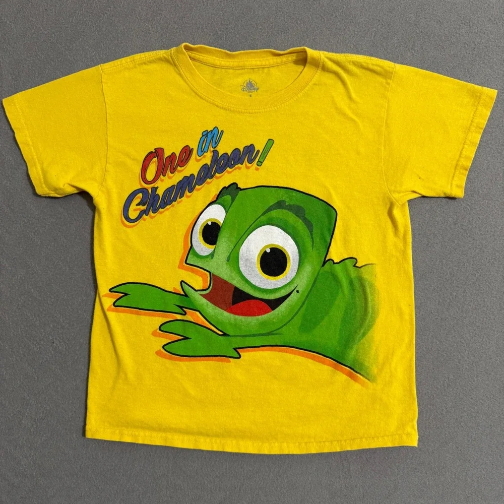 Disney Parks Kids Pascal Tangled One in Chameleon Yellow Graphic T-Shirt Small